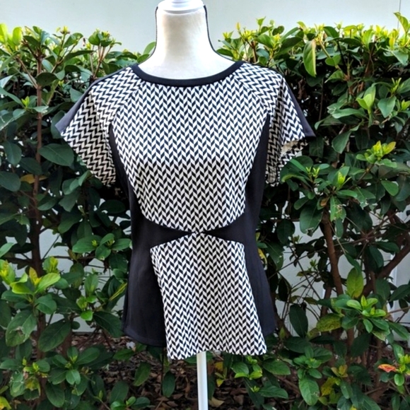 Worthington Tops - Color block peplum black and white top-NWOT- Sale!